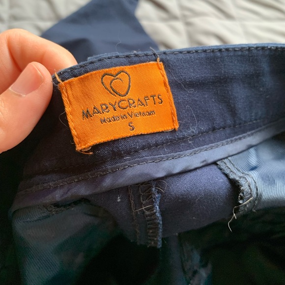 Full length Navy Blue mid-rise trousers - Picture 3 of 4